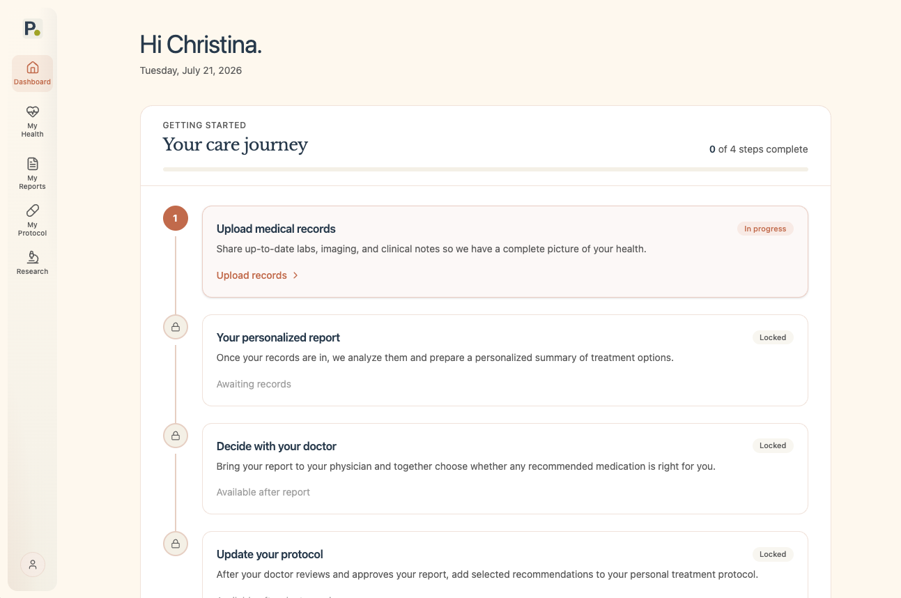 Receive up to date, personalized treatment options for your cancer case